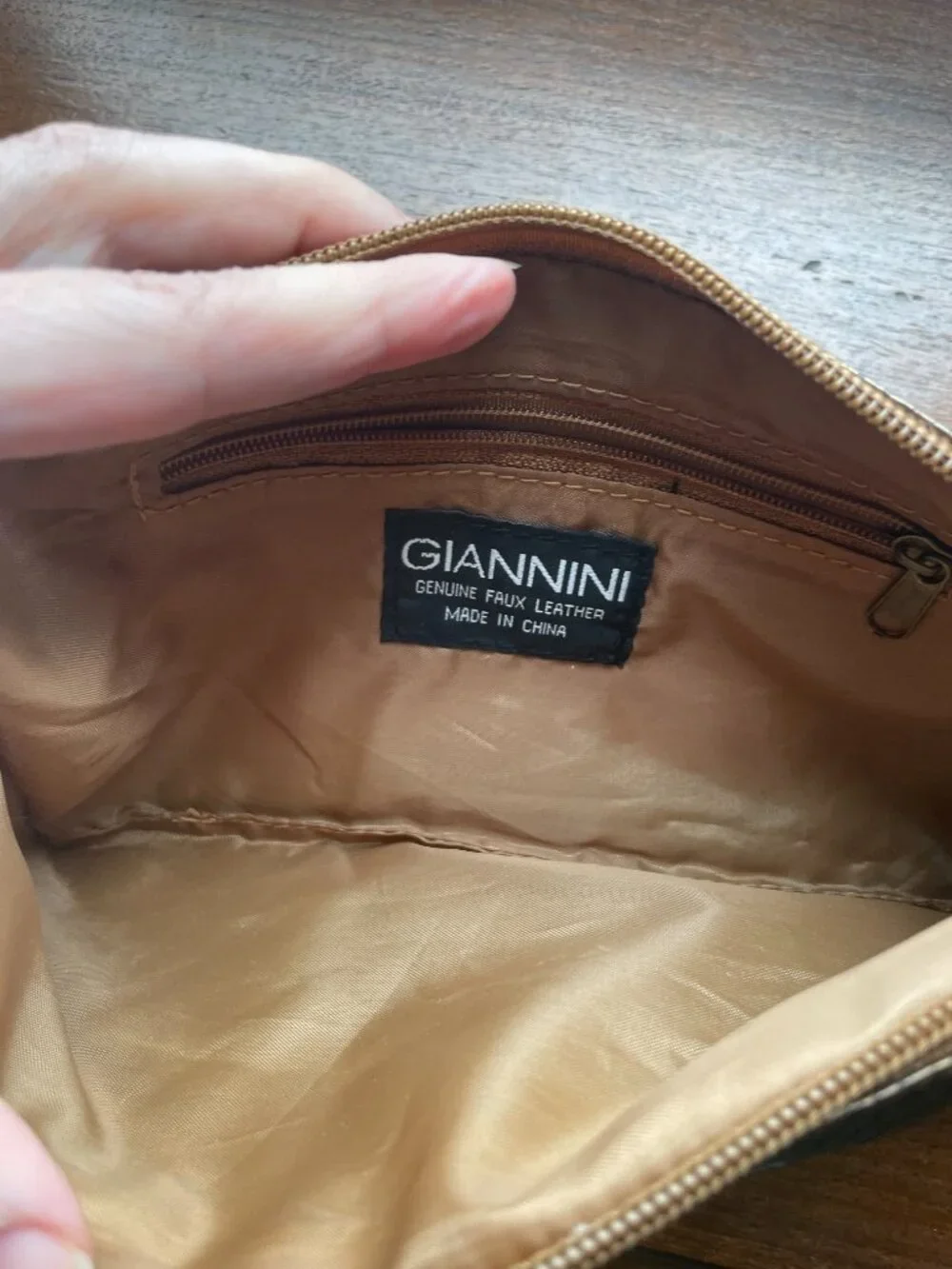 Giannini Metallic Bronze Reptile Faux Leather Evening Pouch